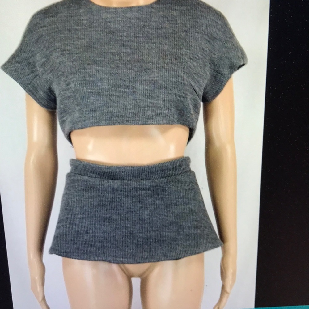 Cushnie et Ochs waffle knit slit top gray